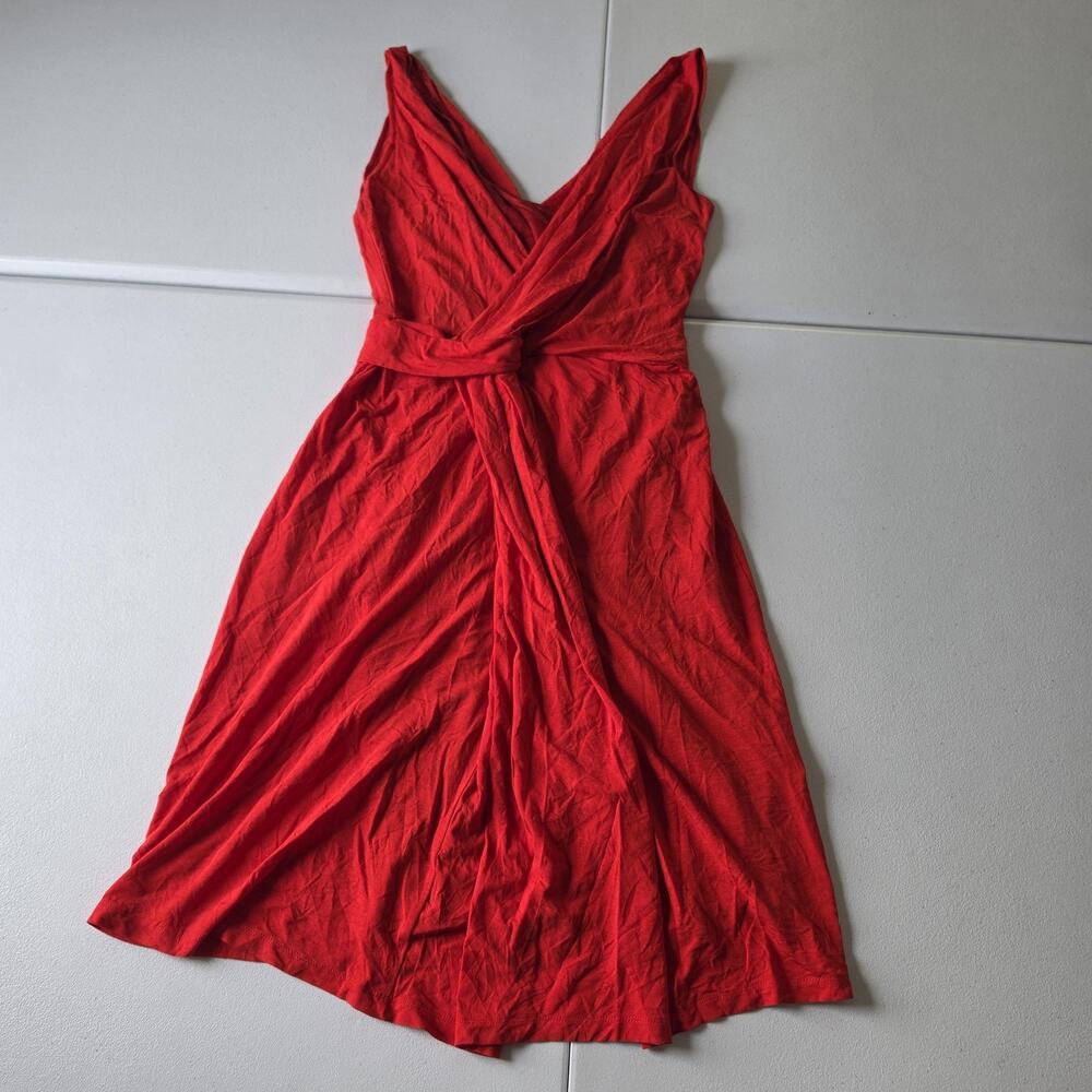 Weekend Max Mara Dress Womens S Red Jersey Wrap Belted Sleeveless Midi Sundress